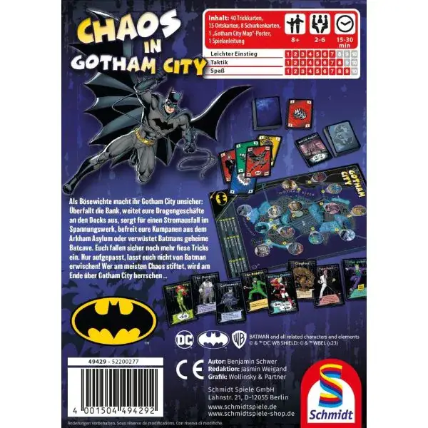 Schmidt Spiele DC Super Hero: Batman – Chaos City, Kartenspiel Lagerräumung