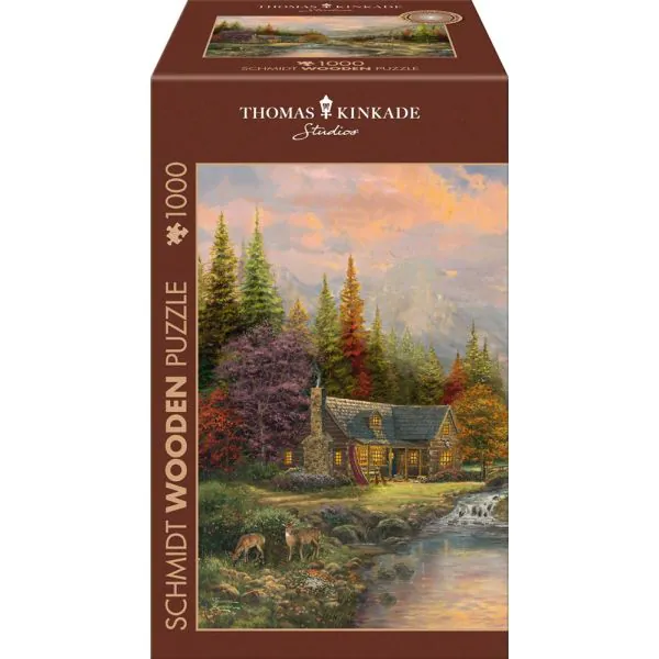 Schmidt Spiele Thomas Kinkade Studios: Bergkulisse mit Bach, 1.000 Teile Holzpuzzle Preisnachlass