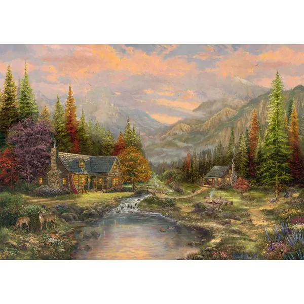 Schmidt Spiele Thomas Kinkade Studios: Bergkulisse mit Bach, 1.000 Teile Holzpuzzle Preisnachlass