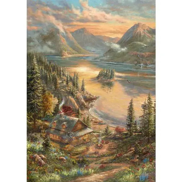 Schmidt Spiele Thomas Kinkade Studios: Pracht am Seeufer, 500 Teile Puzzle Große Rabatte