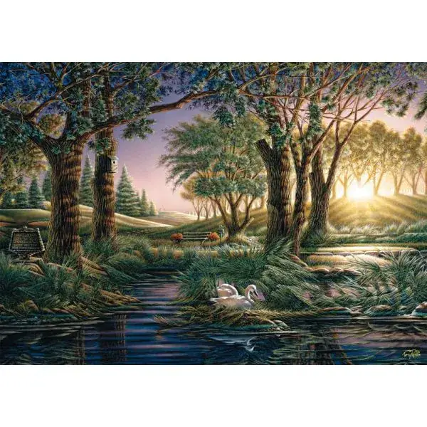 Schmidt Spiele Terry Redlin: Morgenzauber am Teich, 1.000 Teile Puzzle Räumungsverkauf