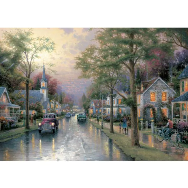 Schmidt Spiele Thomas Kinkade: Inspired Home - Morgen in der kleinen Stadt, 1.000 Teile Puzzle Neueste Stile