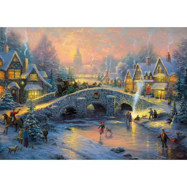 Schmidt Spiele Thomas Kinkade: Painter of Light - Winterliches Dorf, 1.000 Teile Puzzle Letzter Tag