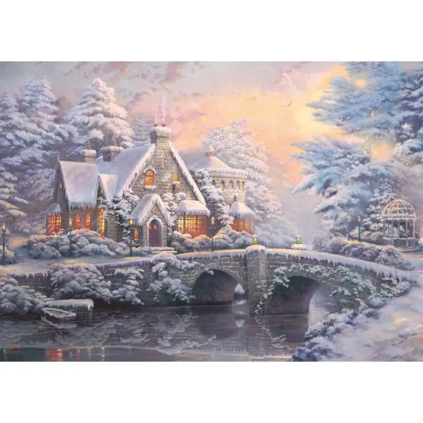 Schmidt Spiele Thomas Kinkade: Painter of Light - Lamplight Manour & Winter in Lamplight Manour, 2 x 1.000 Teile Puzzle Vierteljährliche Förderung