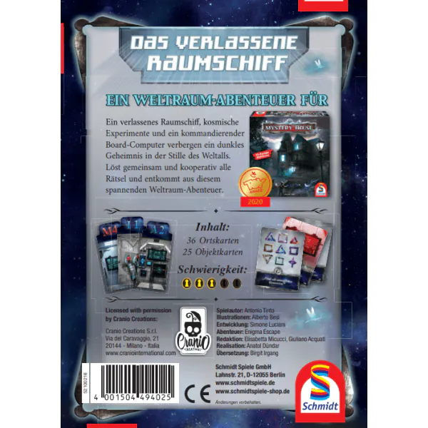 Schmidt Spiele Mystery House, Das verlassene Raumschiff, 2. Erweiterung, Familienspiel Sonderangebot