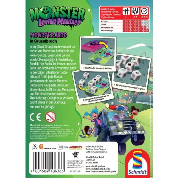 Schmidt Spiele Monster Loving Maniacs: Monsterjagd in Gruselbruch, Kinderspiel Räumungsverkauf