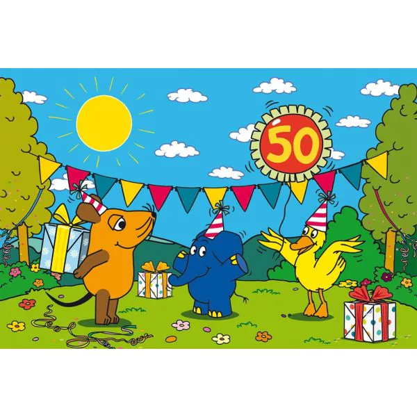 Schmidt Spiele Die Maus: Alles Liebe zum Geburtstag, 50. Geburtstag Elefant, 60 Teile Kinderpuzzle Zeitbegrenzte Promotion