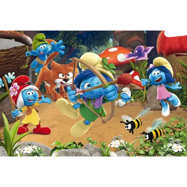 Schmidt Spiele Die Schlümpfe: Azrael in Schlumpfhausen, 60 Teile Kinderpuzzle mit Add-on Nur für heute