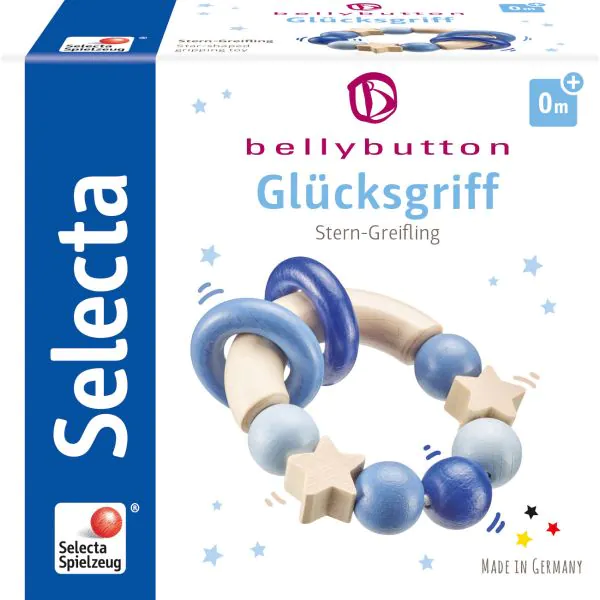 Schmidt Spiele bellybutton: Glücksgriff blau, Greifling aus Holz, 7,5 cm Blitzangebot