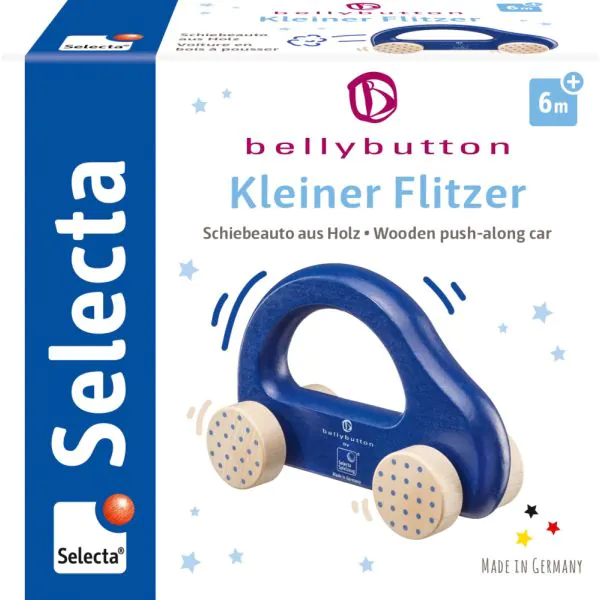 Schmidt Spiele bellybutton: Kleiner Flitzer, Greifling aus Holz, Blau, 10cm Neuheiten
