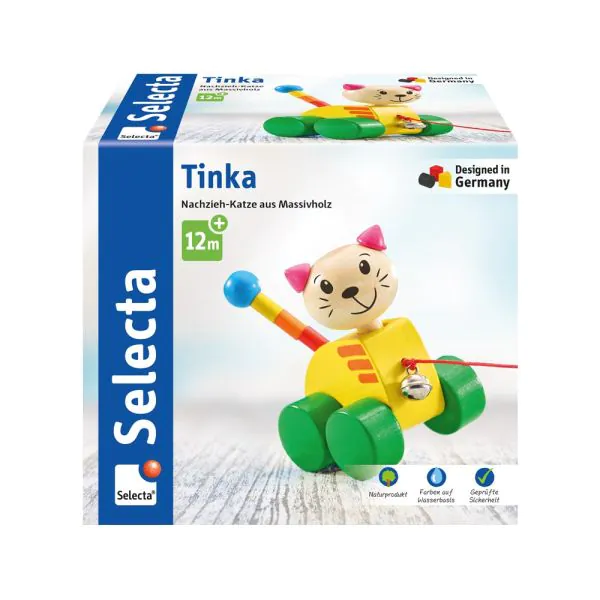 Schmidt Spiele Tinka, Nachzieh Katze aus Massivholz, 12 cm Bis zu 50% Rabatt