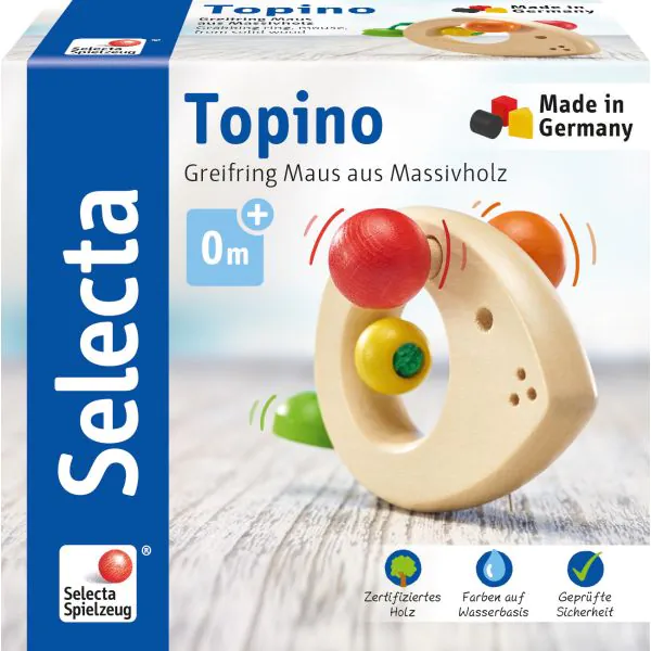 Schmidt Spiele Topino, Maus-Greifling aus Holz, 8 cm Versandkostenfrei