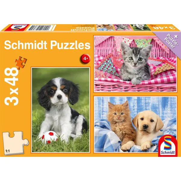 Schmidt Spiele Meine liebsten Haustierbabys, 3 x 48 Teile Kinderpuzzle Riesige Ersparnisse