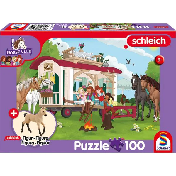 Schmidt Spiele Schleich ®: Horse Club - Hannoveraner Fohlen, Falbe, 100 Teile Kinderpuzzle mit Add-on (eine Original Figur)
