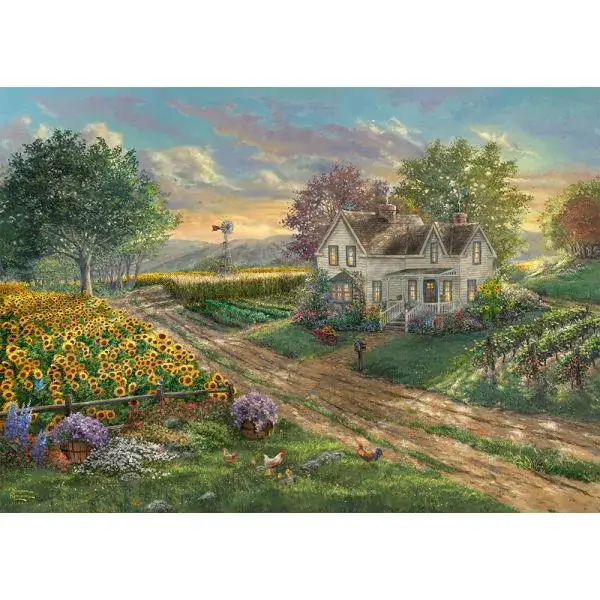Schmidt Spiele Thomas Kinkade Studios: Sonnenblumenfelder, 1.000 Teile Puzzle Exklusivangebot