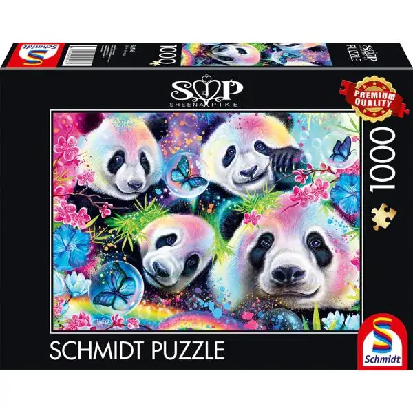 Schmidt Spiele Sheena Pike: Neon Blumen-Pandas, 1.000 Teile Puzzle