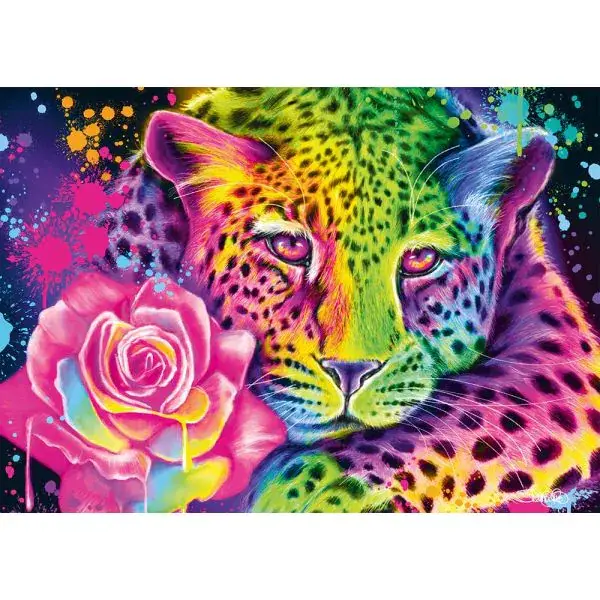 Schmidt Spiele Sheena Pike: Neon Regenbogen-Leopard, 1.000 Teile Puzzle Cyber Monday