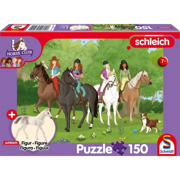 Schmidt Spiele Schleich ®: Horse Club - Club Holstein Fohlen, 150 Teile Kinderpuzzle mit Add-on (eine Original Figur)