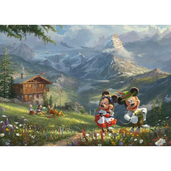 Schmidt Spiele Thomas Kinkade Studios: Disney Dreams Collections - Mickey & Minnie in den Alpen , 1.000 Teile Puzzle Letzte 3 Tage
