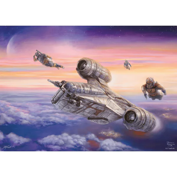 Schmidt Spiele Thomas Kinkade Studios: Star Wars The Mandalorian - Die Eskorte , 1.000 Teile Puzzle Nur noch ein Tag übrig
