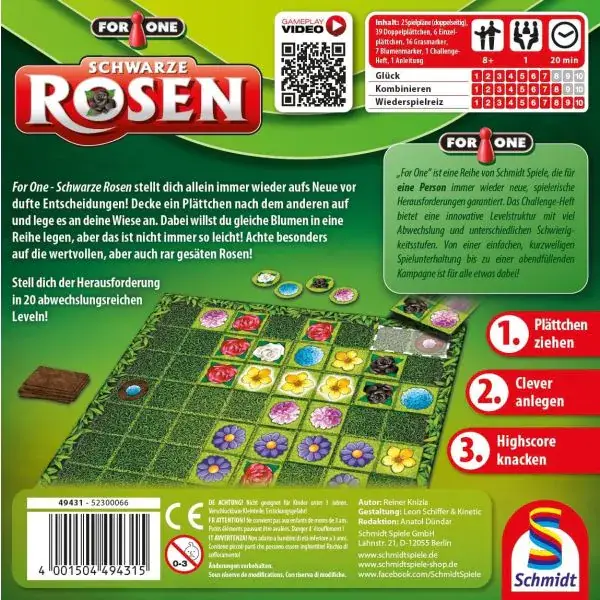 Schmidt Spiele For One – Schwarze Rosen, Familienspiel Heißer Verkauf