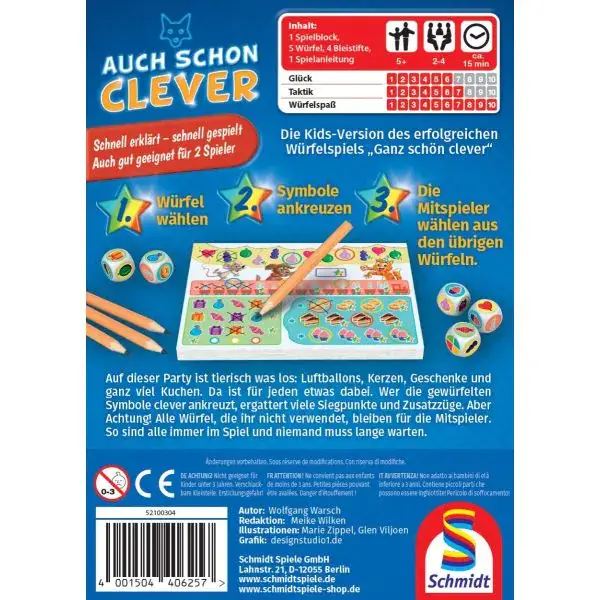 Schmidt Spiele Auch schon clever, Kinderspiel Begrenzte Freigabe