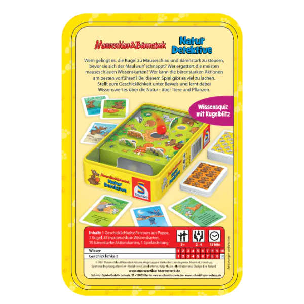 Schmidt Spiele Mauseschlau & Bärenstark: Naturdetektive, Reisespiel in der Metalldose Neueste Stile