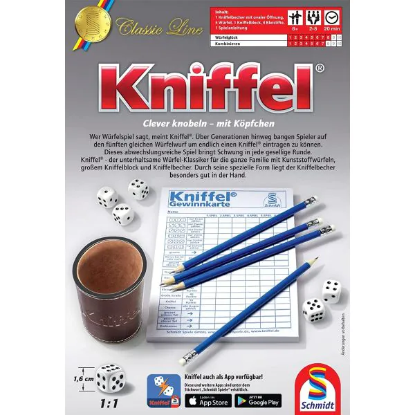 Schmidt Spiele Kniffel® mit großem Spielblock und original Kniffelbecher Große Rabatte