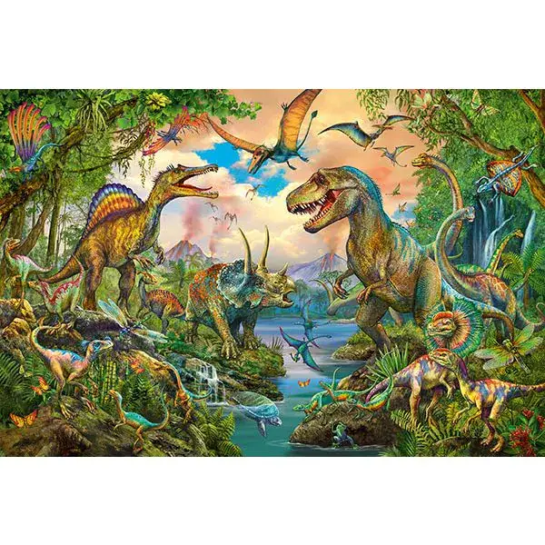 Schmidt Spiele Wilde Dinos, 150 Teile Kinderpuzzle mit Add-on (Tattoos Dinosaurier) Auslauf