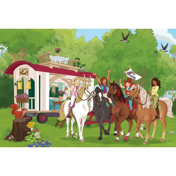 Schmidt Spiele Schleich ®: Horse Club - Clubtreffen vor dem Wohnwagen, 60 Teile Kinderpuzzle mit Add-on (eine Original Figur) Schlussverkauf
