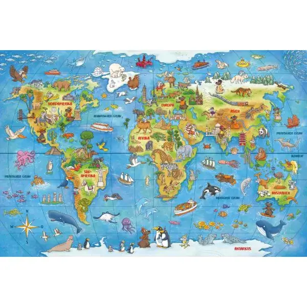 Schmidt Spiele Mauseschlau & Bärenstark: Reise um die Welt, 100 Teile Kinderpuzzle mit Add-on (Wissensbüchlein) Günstiger Verkauf