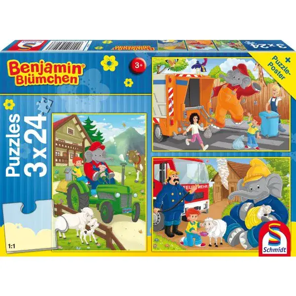 Schmidt Spiele Benjamin Blümchen: In Aktion, 3x24-teiliges Kinderpuzzle Blitzverkäufe