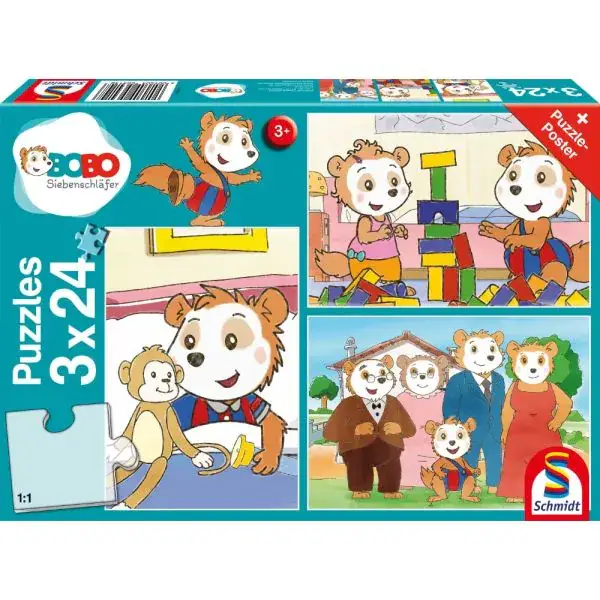 Schmidt Spiele Bobo Siebenschläfer: Freunde und Familie, 3x24 Teile Kinderpuzzle Kostenloser Versand