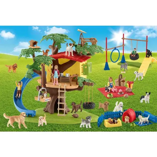 Schmidt Spiele Schleich ®: Farm World - Fröhliche Hunde, 40 Teile Kinderpuzzle mit Add-on (Original Figur) Fabrikpreis
