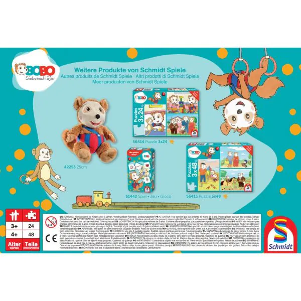 Schmidt Spiele Bobo Siebenschläfer: Auf ins Abenteuer, 3x48 Teile Kinderpuzzle Sonderangebot