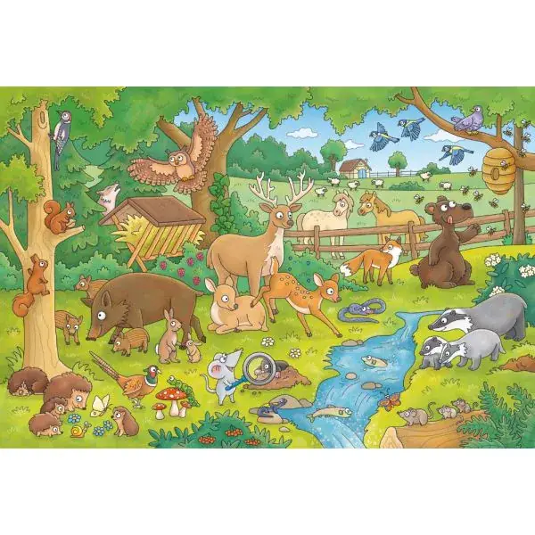 Schmidt Spiele Mauseschlau & Bärenstark: Reise in die Natur, 3x48 Teile Kinderpuzzle mit Add-on (Wissensbüchlein) Rabatt