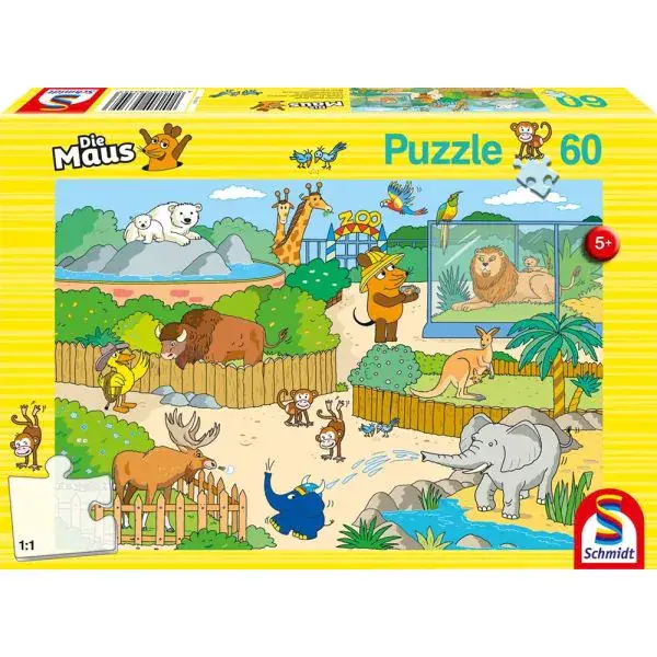 Schmidt Spiele Die Maus: im Zoo, 60 Teile Kinderpuzzle