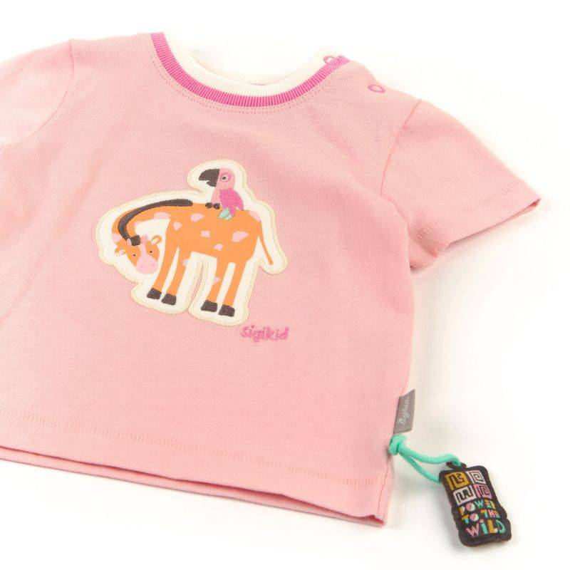 Sigikid Baby T-Shirt, zartrosa mit Giraffen Motiv Räumungsverkauf