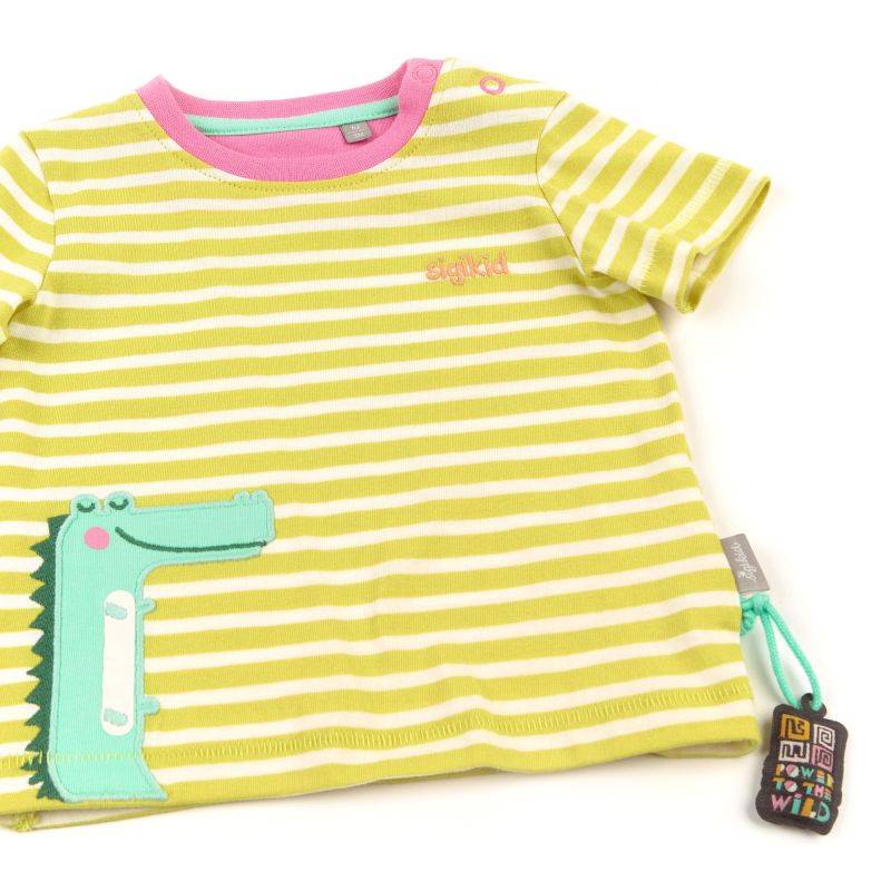 Sigikid Baby T-Shirt geringelt mit Krokodil Motiv Super Sparpreis