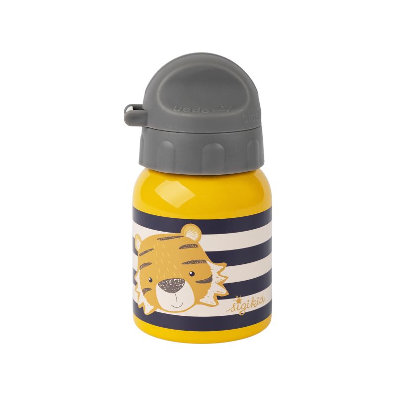 Sigikid Kinder Set 250 ml Edelstahl-Trinkflasche und Brotbox, Tiger Auslauf