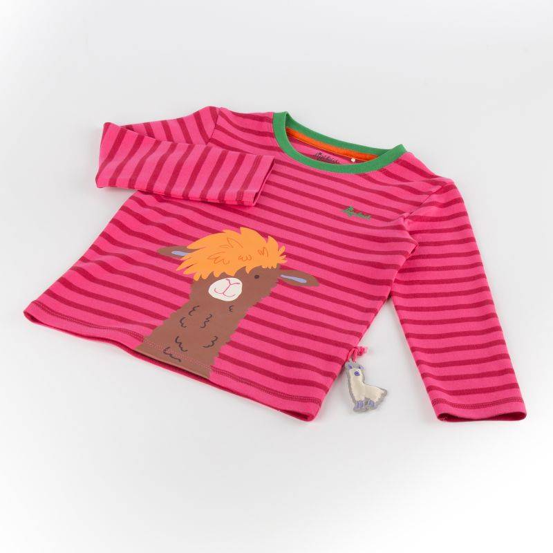 Sigikid Kinder Langarmshirt Crazy Lama, pink gestreift zollfrei