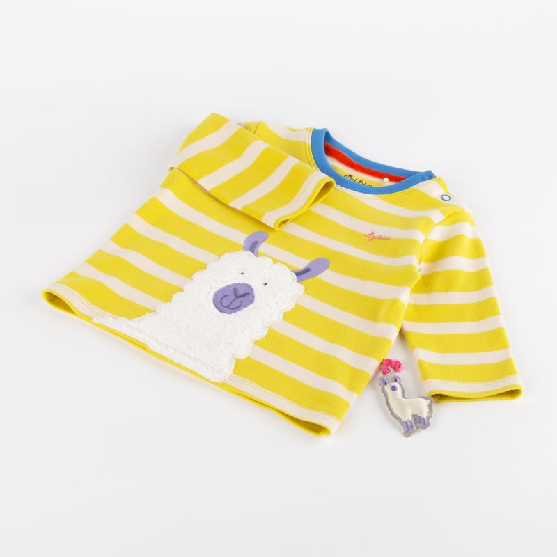 Sigikid Baby Langarmshirt Crazy Lama, gelb gestreift Outlet