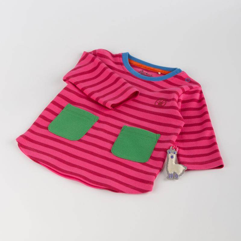 Sigikid Baby Longshirt Crazy Lama, pink gestreift Schlussverkauf