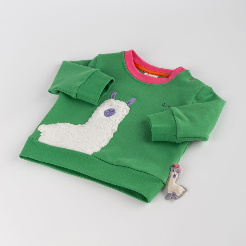 Sigikid Baby Sweatshirt Crazy Lama, grün Günstiger Verkauf