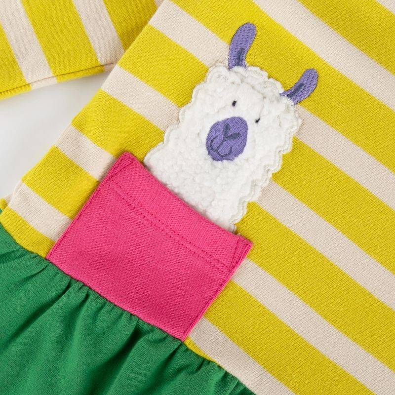 Sigikid Baby Kleid Crazy Lama, grün und gelb Fabrikverkauf