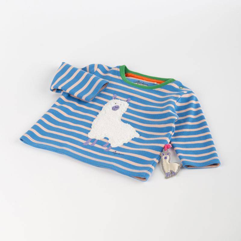 Sigikid Baby Langarmshirt Crazy Lama, blau gestreift Limitierter Zeitrabatt