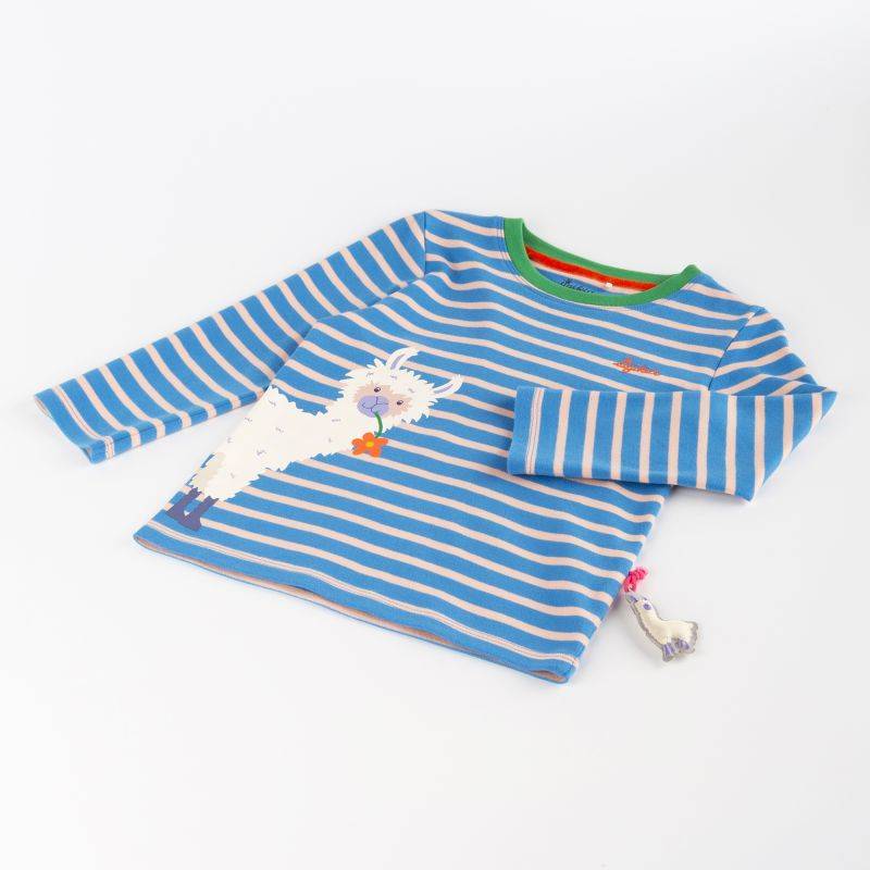 Sigikid Kinder Langarmshirt Crazy Lama, blau gestreift Saisonschlussverkauf