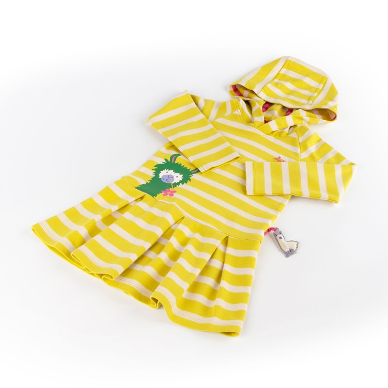 Sigikid Kinder Kapuzenkleid Crazy Lama, gelb gestreift Jubiläumsangebot