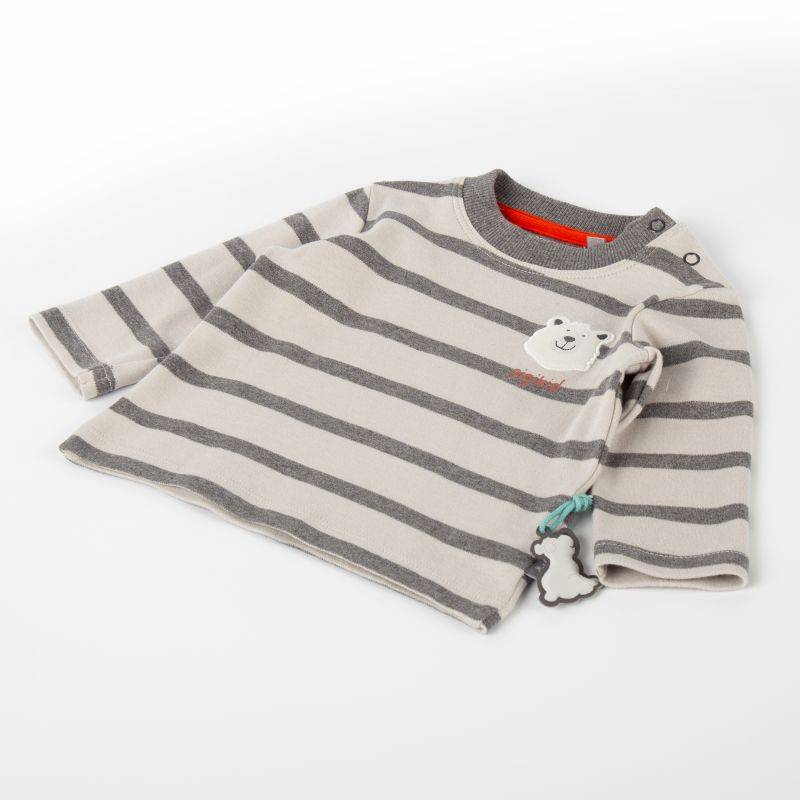 Sigikid Baby Langarmshirt Eisbär, grau geringelt im Angebot
