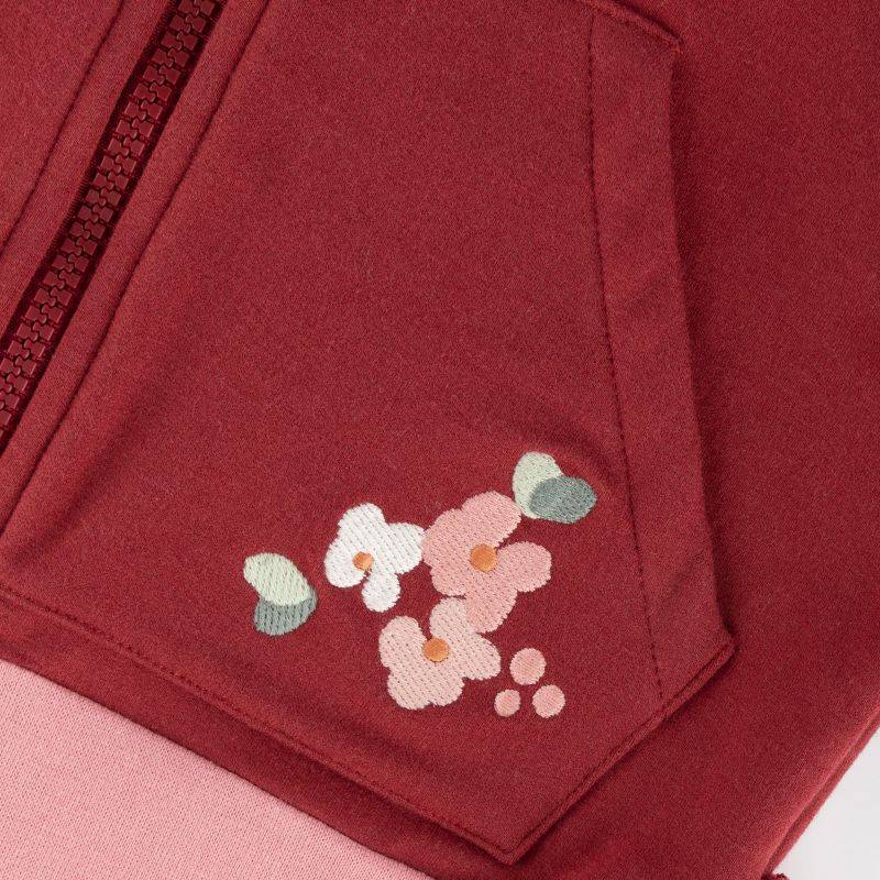 Sigikid Kinder Sweatjacke mit Kapuze und Stickmotiv Blumen, dunkelrot Kostenloser Versand
